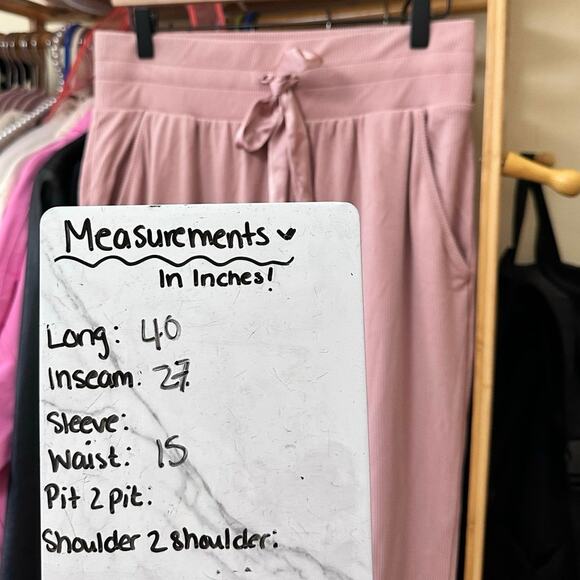 Victoria Secret Women’s Sweatpants Pjs Ribbed High Waisted Pink Bow Size Medium - Picture 3 of 8